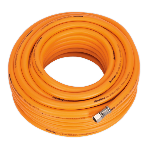 Sealey Air Hose 20m x8mm Hybrid High-Visibility with 1/4"BSP Unions AHHC20 Sealey  - Dynamic Drive