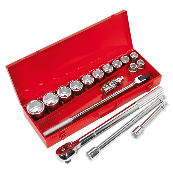 Sealey Socket Set 17pc 3/4"Sq Drive WallDrive Metric AK2597