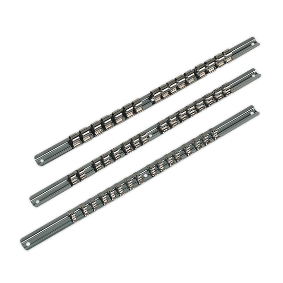 Sealey Socket Retaining Rail Set 3pc 1/4" 3/8" & 1/2"Sq Drive AK270