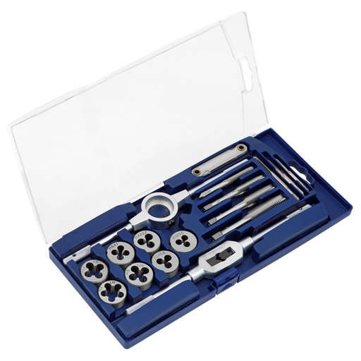 Sealey 17pc Tap and Die Set M3-M12 Tap Wrench Die Holder Metric Thread Gauge Sealey  - Dynamic Drive