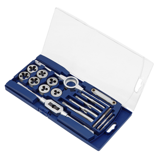 Sealey 17pc Tap and Die Set M3-M12 Tap Wrench Die Holder Metric Thread Gauge Sealey  - Dynamic Drive