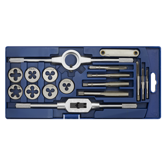 Sealey 17pc Tap and Die Set M3-M12 Tap Wrench Die Holder Metric Thread Gauge Sealey  - Dynamic Drive