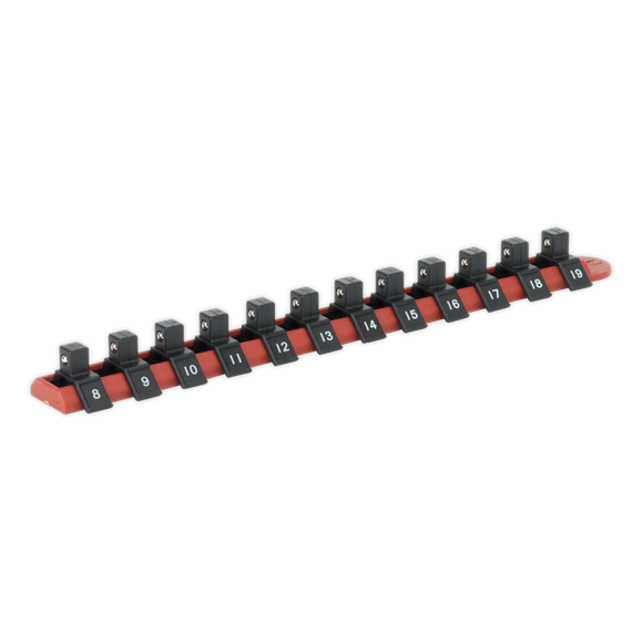 Sealey Socket Retaining Rail with 12 Clips 3/8"Sq Drive AK3812 Sealey  - Dynamic Drive