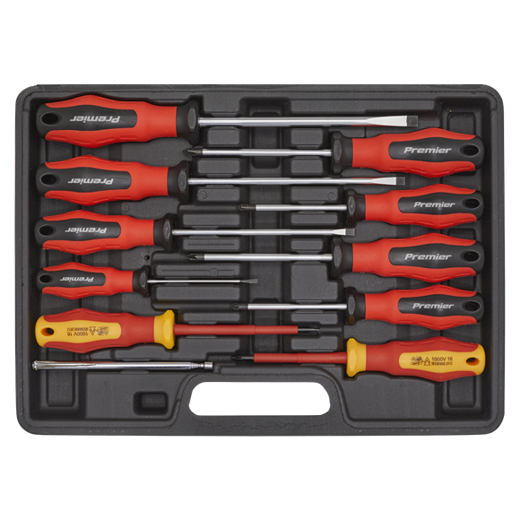 Sealey 11pc PowerMAX Screwdriver Set Hand Tool S2 Steel Magnetised Tips Sealey  - Dynamic Drive