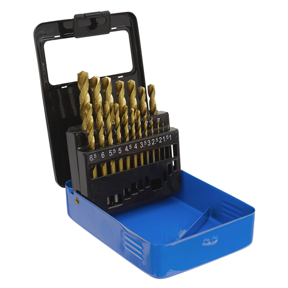 Sealey 19pc HSS Fully Ground Drill Bit Set DIN 338 1-10mm Metric in Case Sealey  - Dynamic Drive