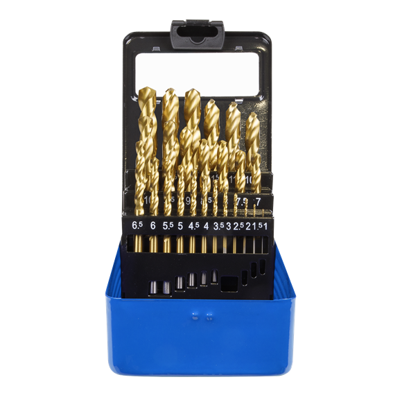 Sealey 25pc HSS Coated Fully Ground Drill Bit Set 1-13mm Stainless Steel Copper Sealey  - Dynamic Drive