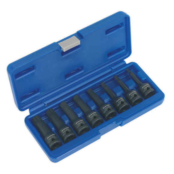 Sealey Impact Spline Socket Bit Set 8pc 1/2"Sq Drive AK5604