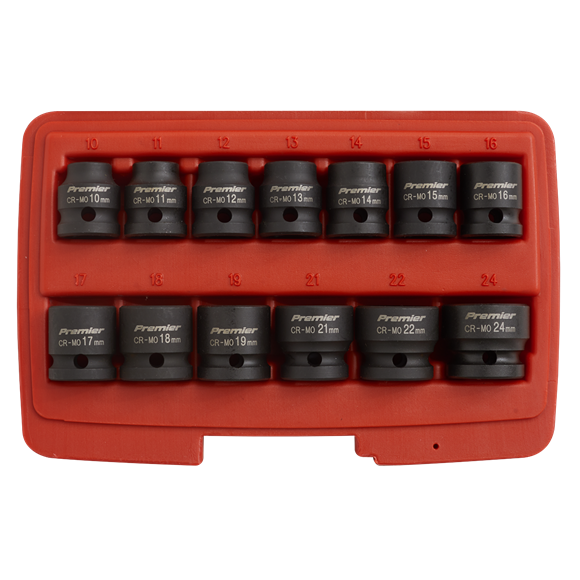 Sealey Impact Socket Set 13pc 1/2"Sq Drive Low Profile Metric AK5613LP