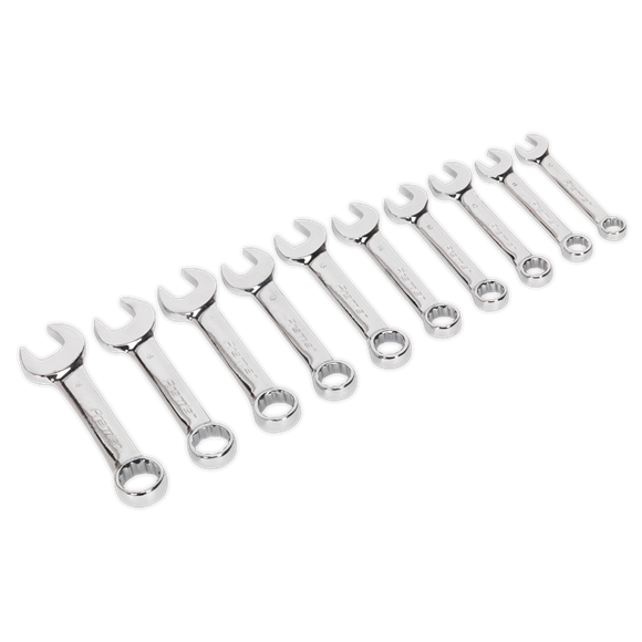 Sealey Combination Spanner Set 10pc Stubby Metric AK633 Sealey  - Dynamic Drive