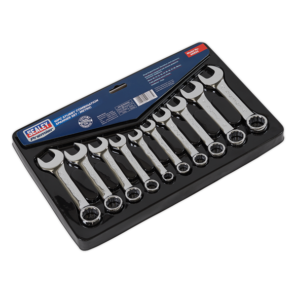 Sealey Combination Spanner Set 10pc Stubby Metric AK633 Sealey  - Dynamic Drive