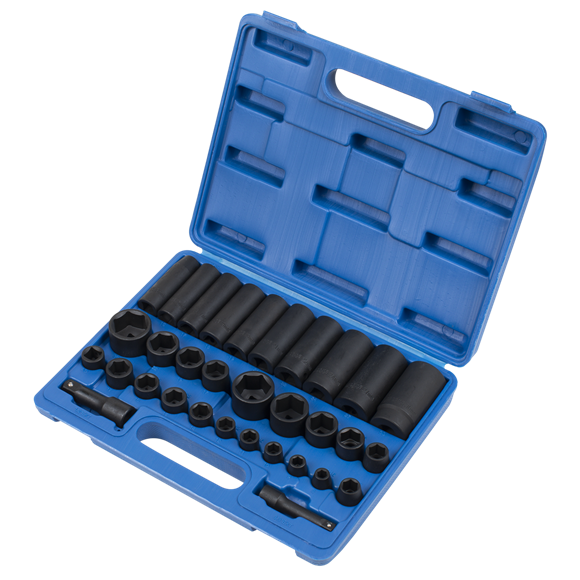 Sealey Impact Socket Set 32pc Standard/Deep 3/8" & 1/2"Sq Drive Metric/Imperial