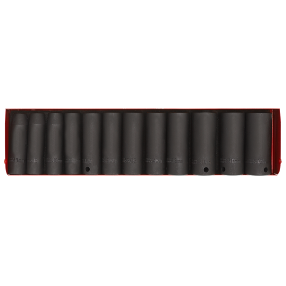 Sealey Impact Socket Set 12pc Deep 3/8"Sq Drive Metric/Imperial AK683