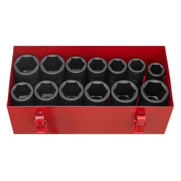 Impact Socket Set 13Pc Deep 3/4Inchsq Drive Metric/Im Sealey  - Dynamic Drive