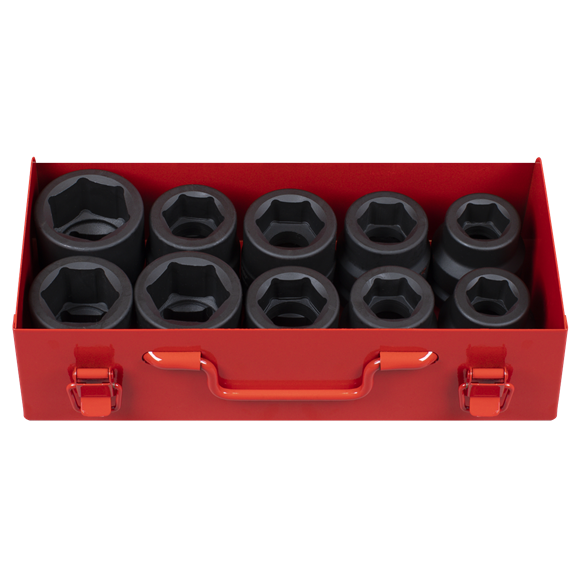 Impact Socket Set 10Pc 1Inchsq Drive Metric/Imperial Sealey  - Dynamic Drive