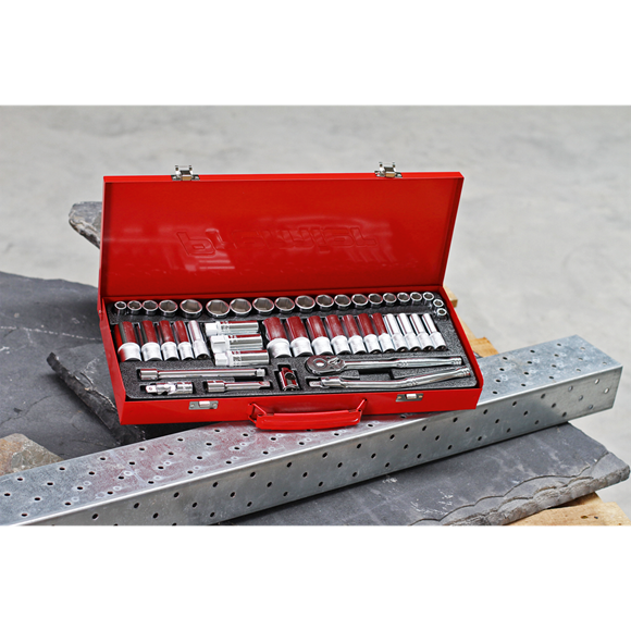 Sealey Socket Set 45pc 3/8"Sq Drive 6pt WallDrive Metric/Imperial AK692 Sealey  - Dynamic Drive