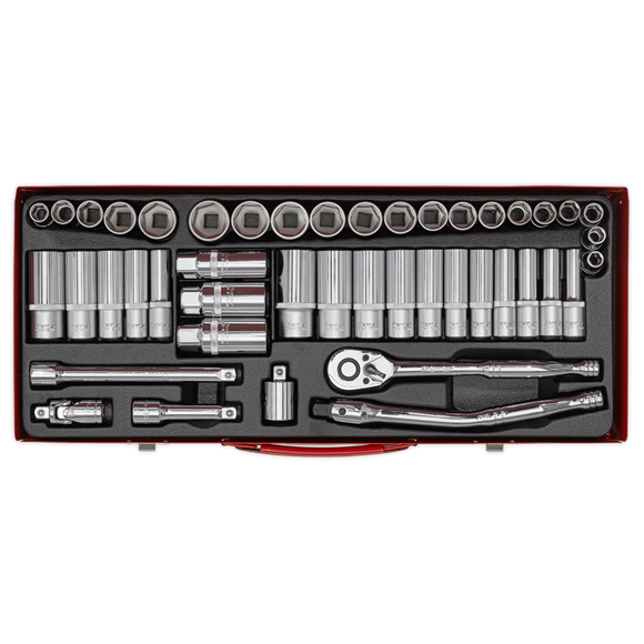 Sealey Socket Set 45pc 3/8"Sq Drive 6pt WallDrive Metric/Imperial AK692 Sealey  - Dynamic Drive