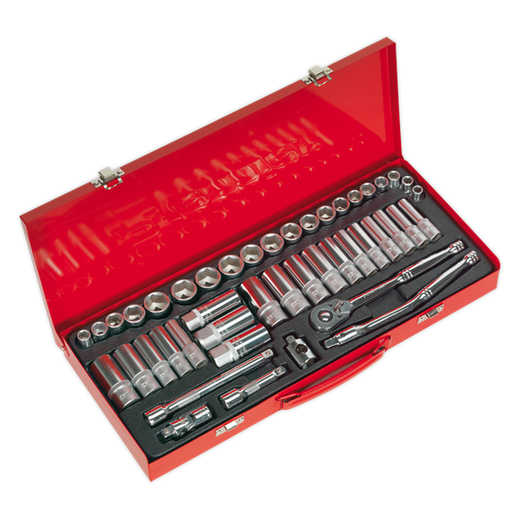 Sealey Socket Set 45pc 3/8"Sq Drive 6pt WallDrive Metric/Imperial AK692 Sealey  - Dynamic Drive