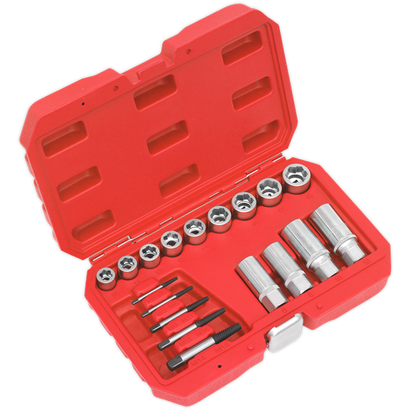 Sealey Bolt Stud & Screw Extractor Set 18pc AK751 Sealey  - Dynamic Drive