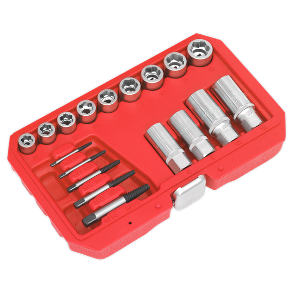 Sealey Bolt Stud & Screw Extractor Set 18pc AK751 Sealey  - Dynamic Drive