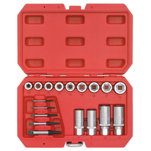 Sealey Bolt Stud & Screw Extractor Set 18pc AK751 Sealey  - Dynamic Drive