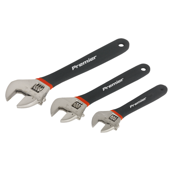 Sealey Adjustable Wrench Set 3pc Ni-Fe Finish AK907 Sealey  - Dynamic Drive