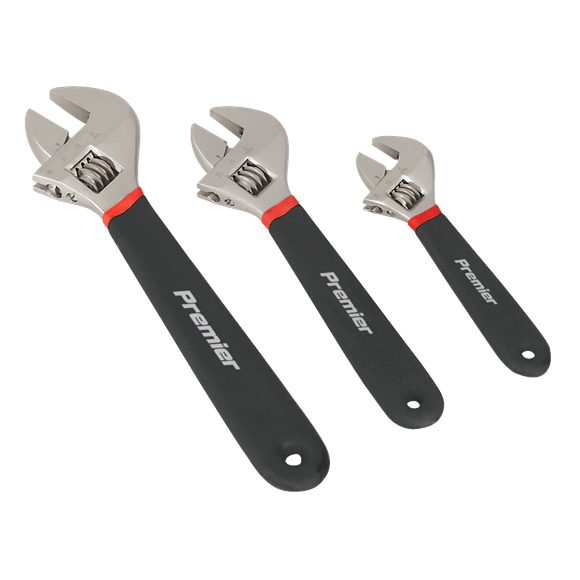 Sealey Adjustable Wrench Set 3pc Ni-Fe Finish AK907 Sealey  - Dynamic Drive