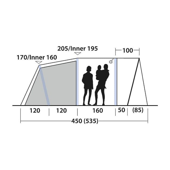 Outwell Sunhill 5 Berth Air Tent Three Room Tunnel Inflatable Tent Outwell  - Dynamic Drive