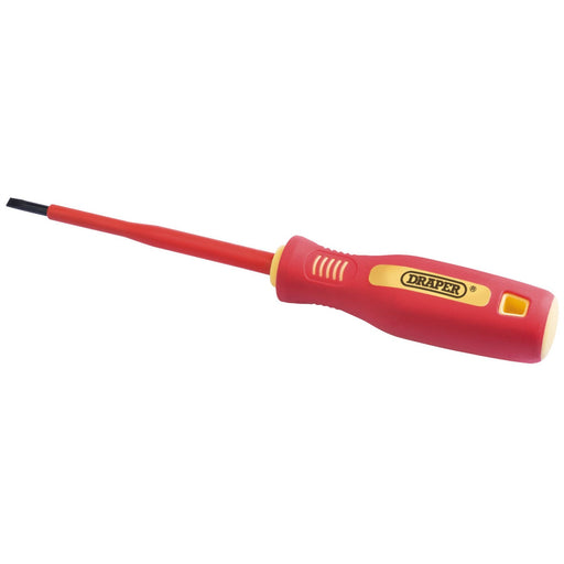 Draper Fully Insulated Plain Slot Screwdriver, 4 x 100mm (Sold Loose) 46523 Draper  - Dynamic Drive