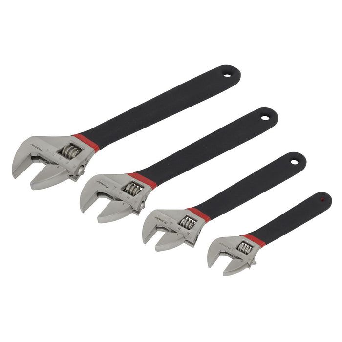 Sealey Adjustable Wrench Set 4pc Ni-Fe Finish AK9935 Sealey  - Dynamic Drive