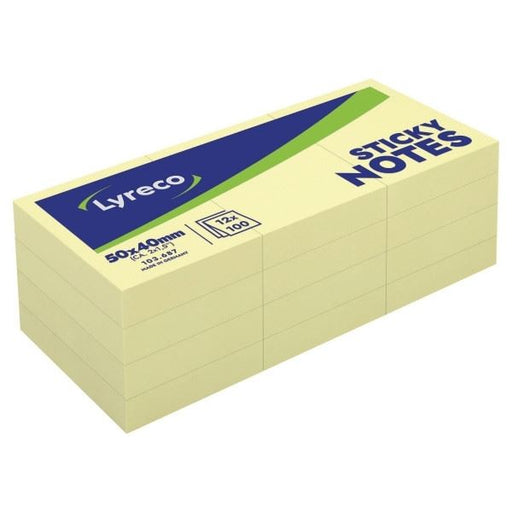 Lyreco Yellow Sticky Notes - 51 x 38mm - Pack of 12 Pads Lyreco  - Dynamic Drive