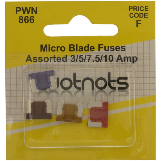 Wot-Nots Fuses - Micro Blade - Assorted - Pack Of 4 (3A/5A/7.5A/10A) Wot-Nots  - Dynamic Drive