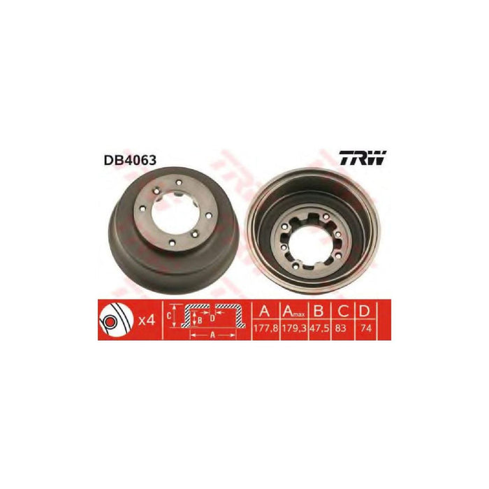 Genuine TRW Brake Drum DB4063 TRW  - Dynamic Drive