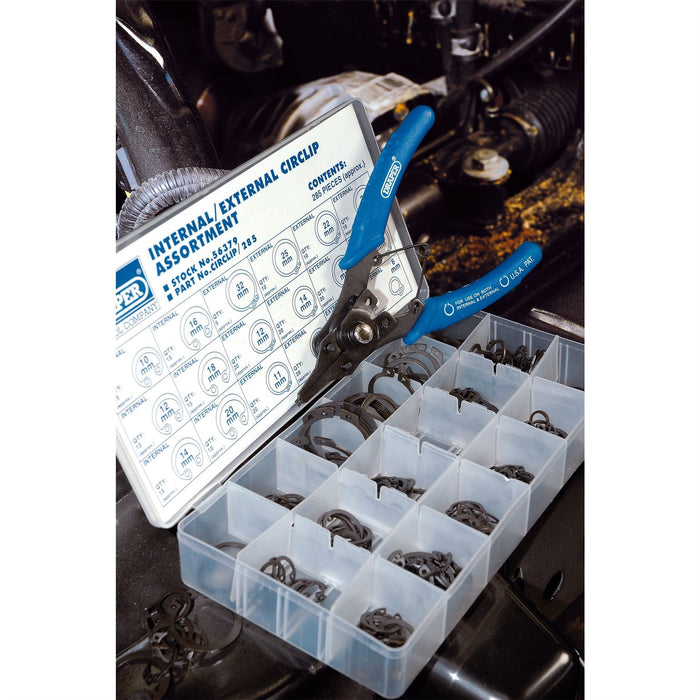 Draper Internal and External Circlip Assortment (285 Piece) 56379