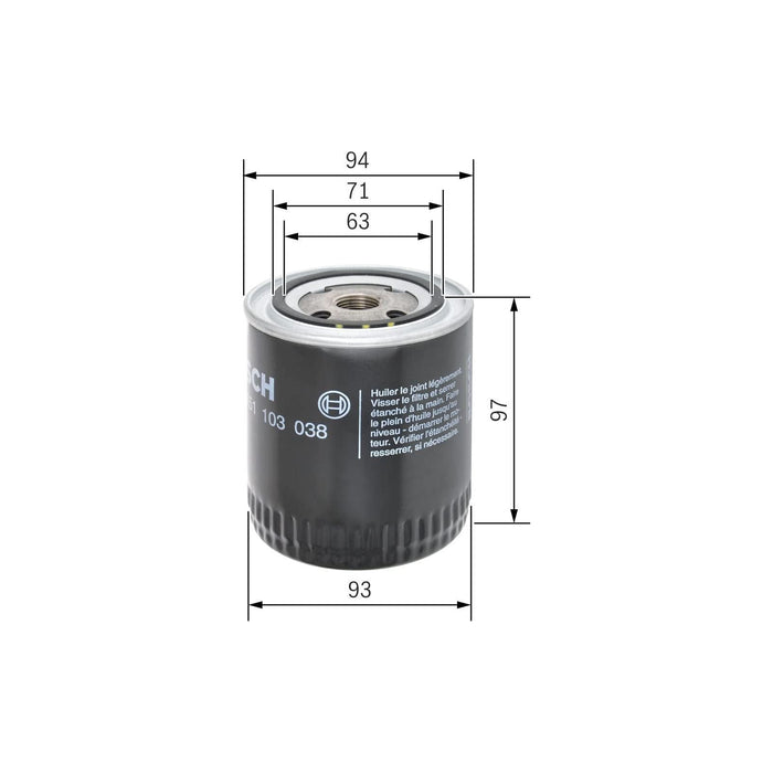 Genuine Bosch Cv Oil Filter P3038 (Hgv) 0451103038