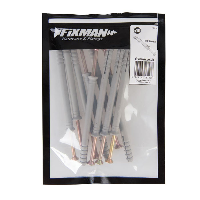 Fixman Hammer Fixings 10pk 8 x 100mm Fixman  - Dynamic Drive