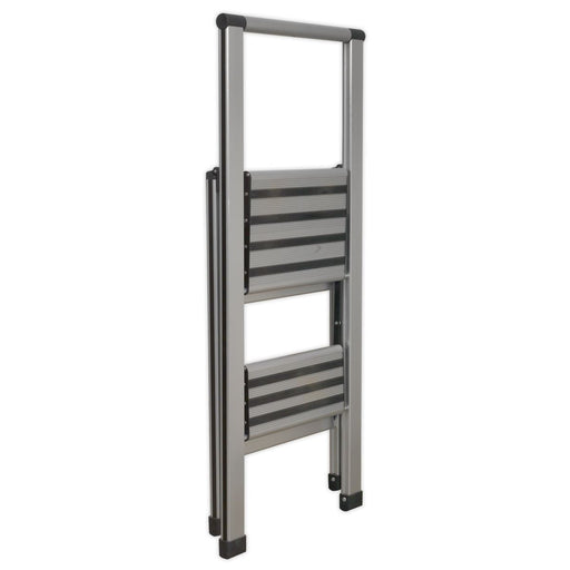 Sealey Aluminium Professional Folding Step Ladder 2-Step 150kg Capacity APSL2 Sealey  - Dynamic Drive