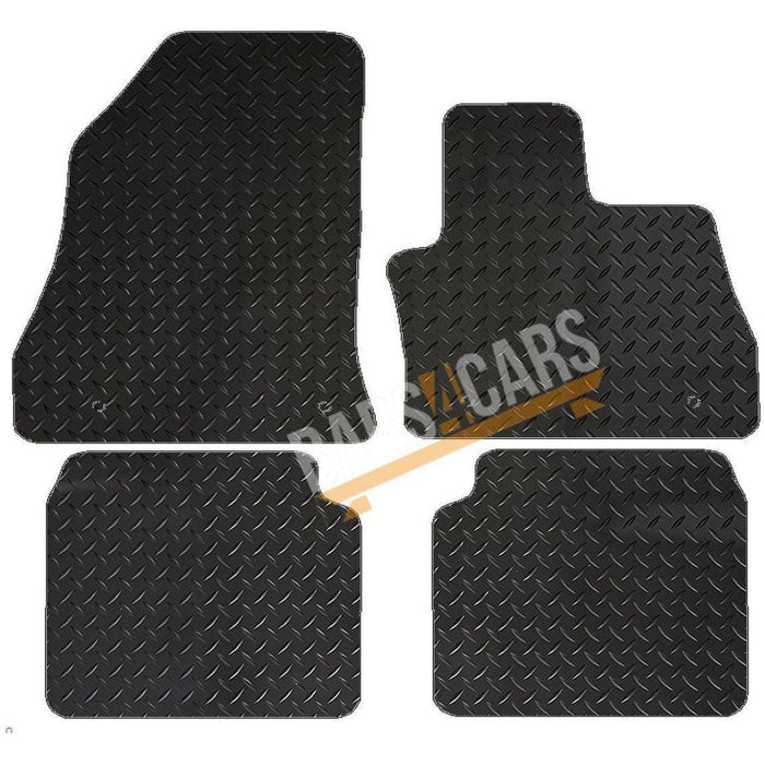 White Trim Tailored Black Rubber Car Mats for Fiat 500L 13 ON Set of 4 With 4 Clips UKB4C  - Dynamic Drive