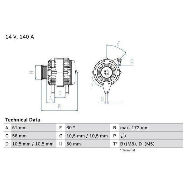 Bosch Reman Alternator 4623 0986046230