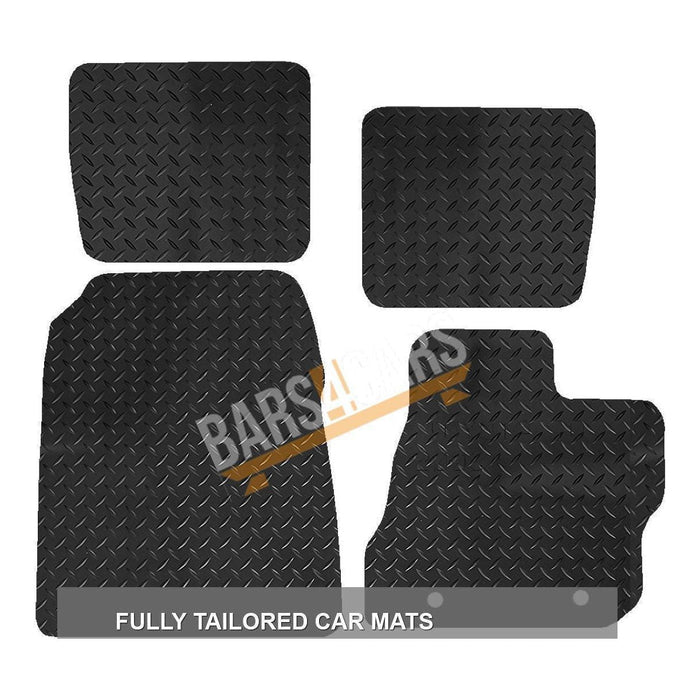 White Trim Tailored Black Rubber Car Mats for Toyota Iq 09> Set of 4 With 2 Clips UKB4C  - Dynamic Drive