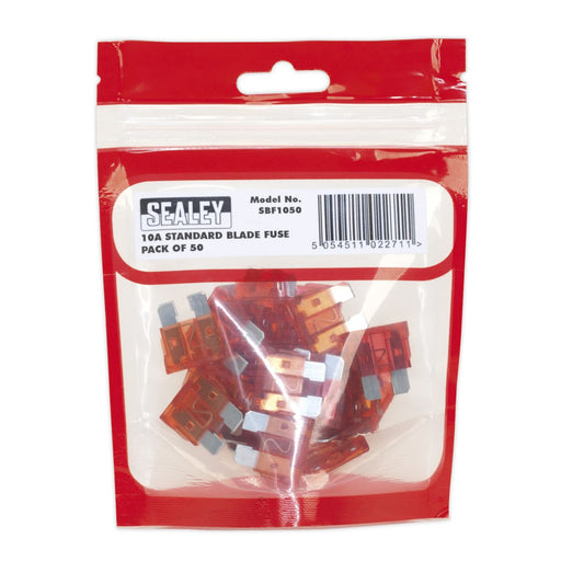 Sealey Automotive Standard Blade Fuse 10A Pack of 50 SBF1050 Sealey  - Dynamic Drive