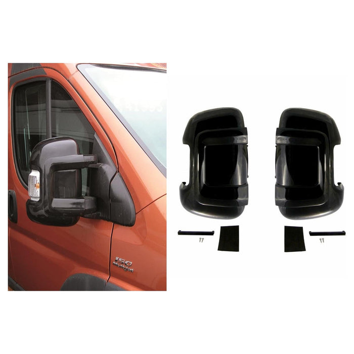 Milenco Motorhome Mirror Protectors Black Pair Short Arm Ducato, Boxer, Relay