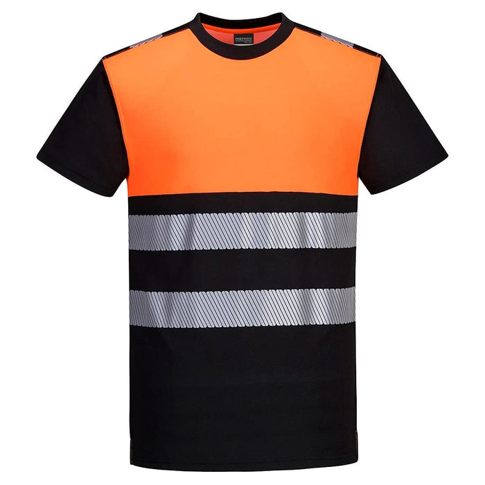 Portwest Pw3 Hi-Vis Cotton Comfort Class 1 T-Shirt S/S PW311BKYXXXL Portwest  - Dynamic Drive