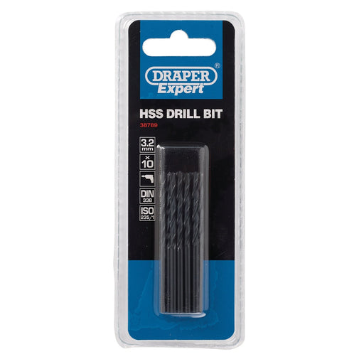 Draper HSS Drill Bits, 3.2mm (Pack of 10) 38789 Draper  - Dynamic Drive