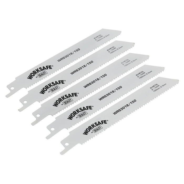 Sealey Reciprocating Saw Blade 150mm 10tpi Pack of 5 WRS3018/150