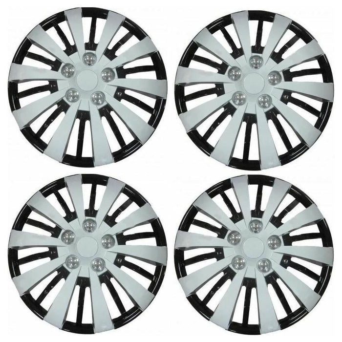 4x Wheel Trims Hub Caps 14" Covers in Silver and Black Alloy Look UKB4C  - Dynamic Drive