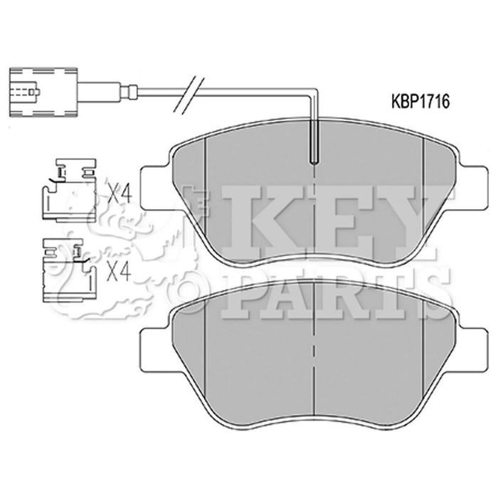 Genuine Key Parts KBP1716 Front Brake Pads-Includes Wear Indicators (Bosch)