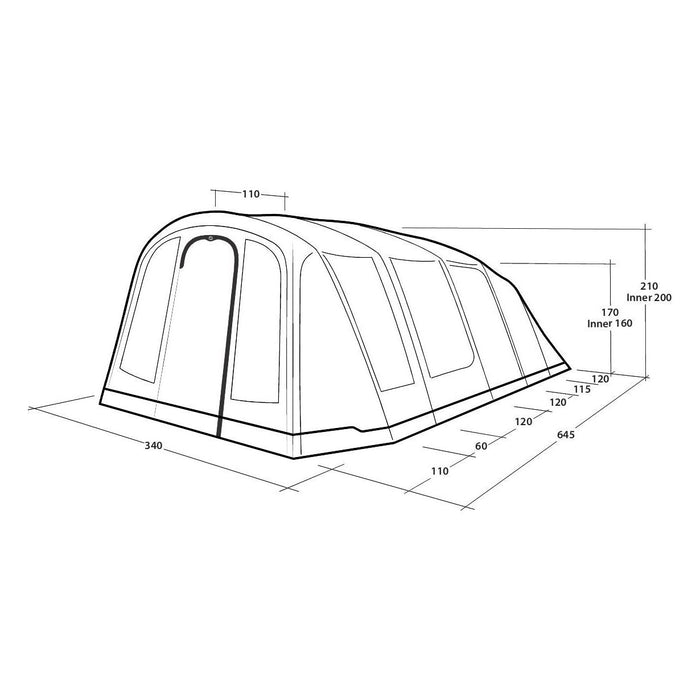 Outwell Stonehill 5 Berth Air Tent Four Room Tunnel Inflatable Tent Outwell  - Dynamic Drive