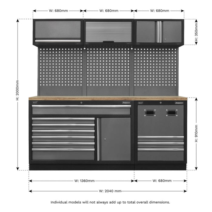 Sealey Modular Storage System Combo Pressed Wood Worktop APMSSTACK14W