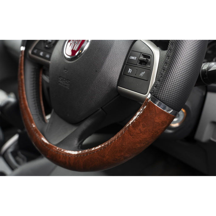 Wood Effect & Black Luxury Steering Wheel Cover fits VW fits Volkswagen Toureg UKB4C  - Dynamic Drive