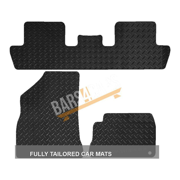 White Trim Tailored Rubber Car Mats for Peugeot 5008 10> Set of 3 XL With 2 Clips UKB4C  - Dynamic Drive